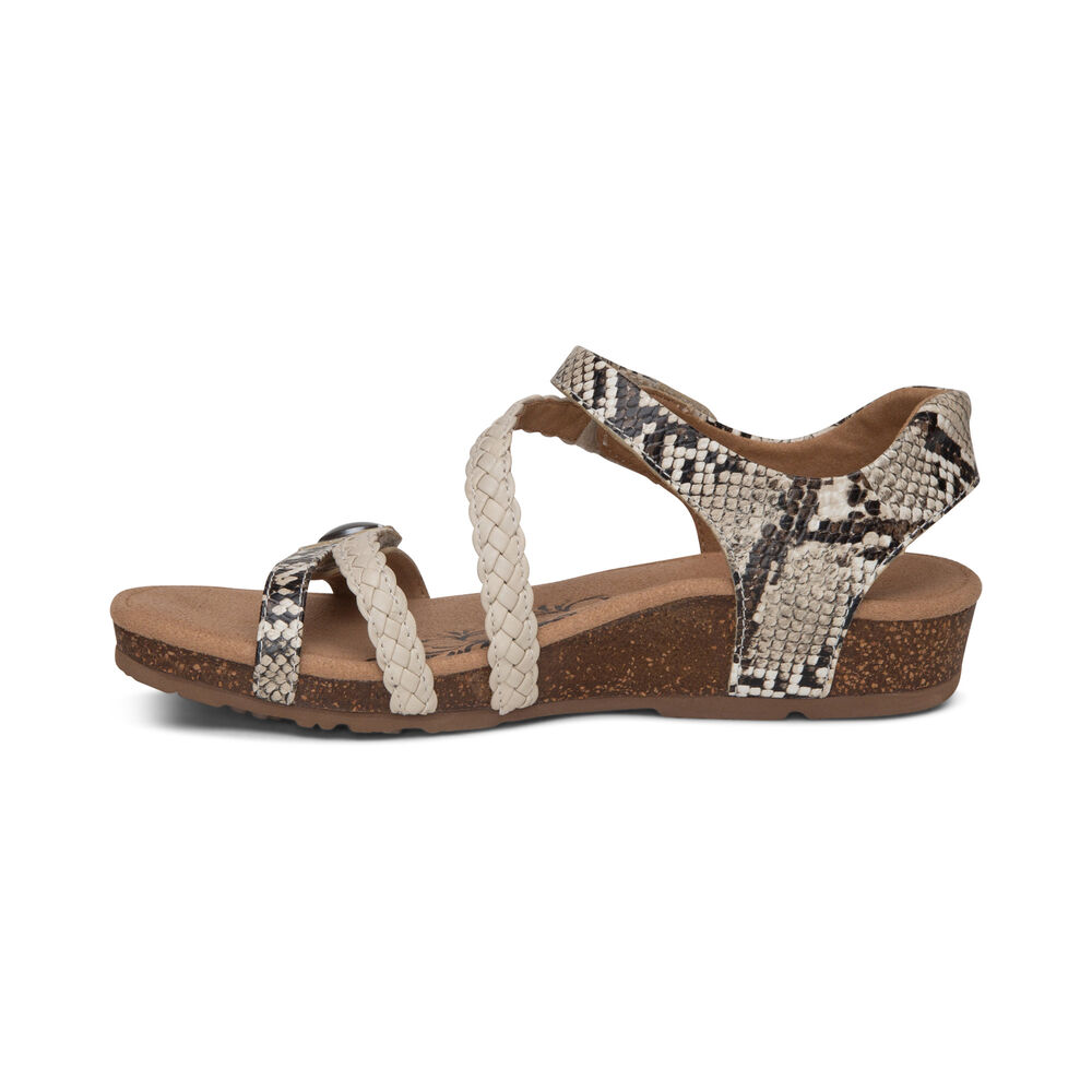 Aetrex Women's Jillian Braided Quarter Strap Sandals - Snake | USA Q74FEBV